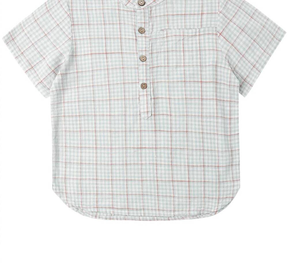 NEW RYLEE + CRU kid's mason shirt in light blue plaid